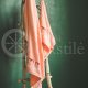 Cotton terry bath towel with leaves "PEACH"